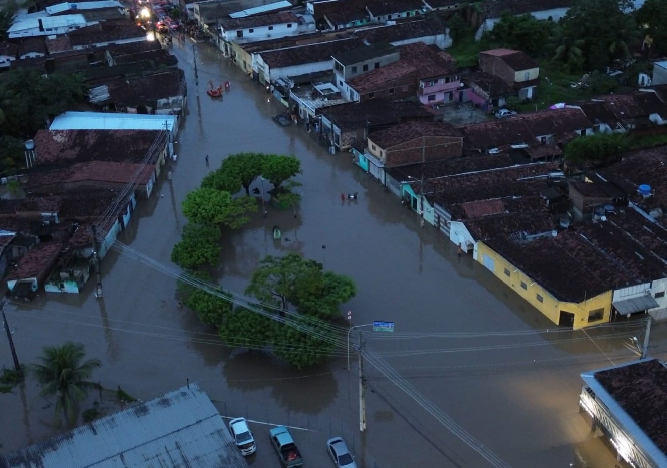 Vista aérea de Santa Rita alagada pelo Rio Paraíba, maio de 2026